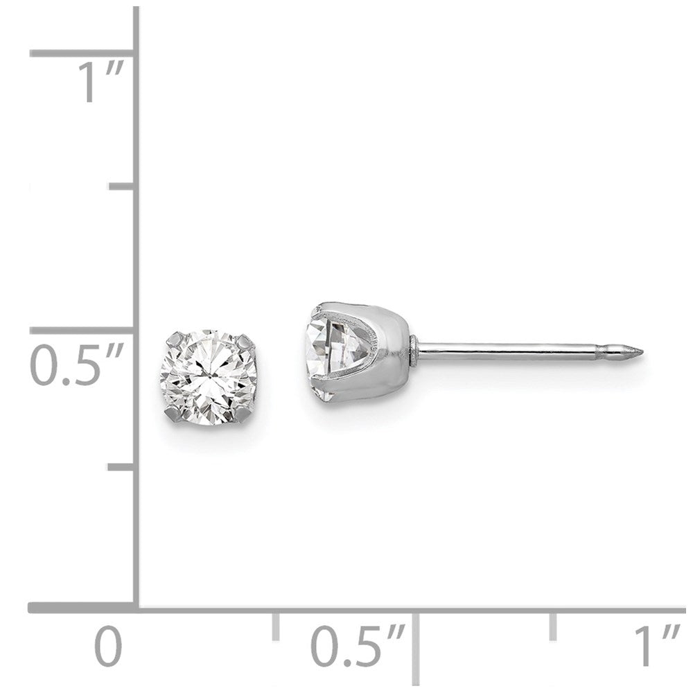 Inverness 14K White Gold 4.25mm CZ Post Earrings