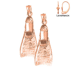 14K or 18K Gold 3D Scuba Finn Earrings