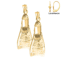 14K or 18K Gold 3D Scuba Finn Earrings