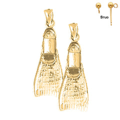 14K or 18K Gold 3D Scuba Finn Earrings