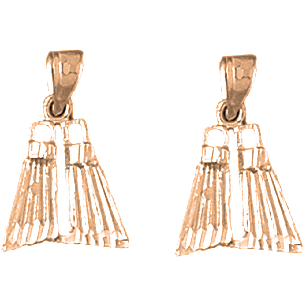 14K or 18K Gold 20mm Scuba Finns Earrings