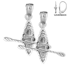 25 mm große 3D-Kajak-Ohrringe aus Sterlingsilber (weiß- oder gelbvergoldet)