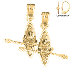 25 mm große 3D-Kajak-Ohrringe aus Sterlingsilber (weiß- oder gelbvergoldet)