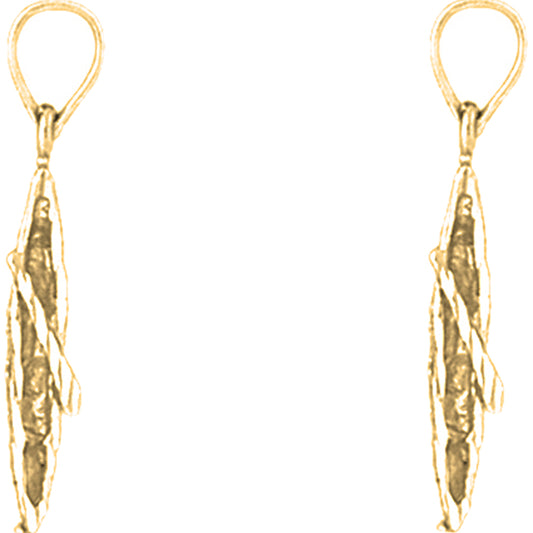 14K or 18K Gold 28mm 3D Canoe Earrings