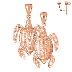 14K or 18K Gold Turtle Earrings