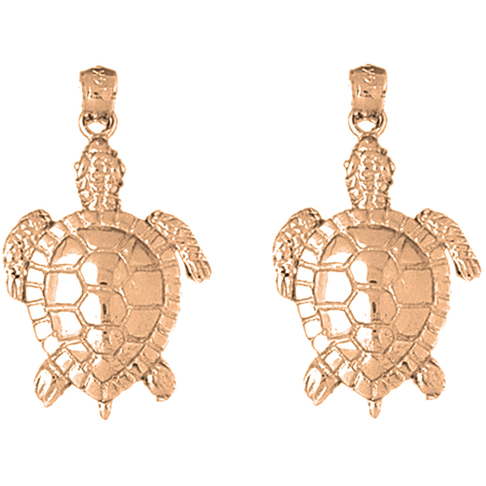 14K or 18K Gold 30mm Turtle Earrings