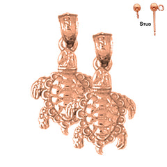 14K or 18K Gold 3D Turtle Earrings