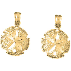 14K or 18K Gold 24mm Sand Dollar Earrings