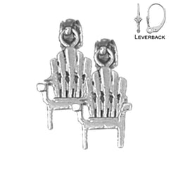 Sterling Silver 15mm 3D Beach Chair Earrings (White or Yellow Gold Plated)