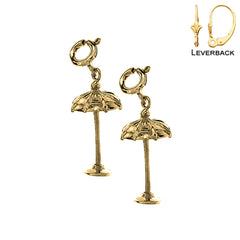 14K or 18K Gold 3D Umbrella Earrings