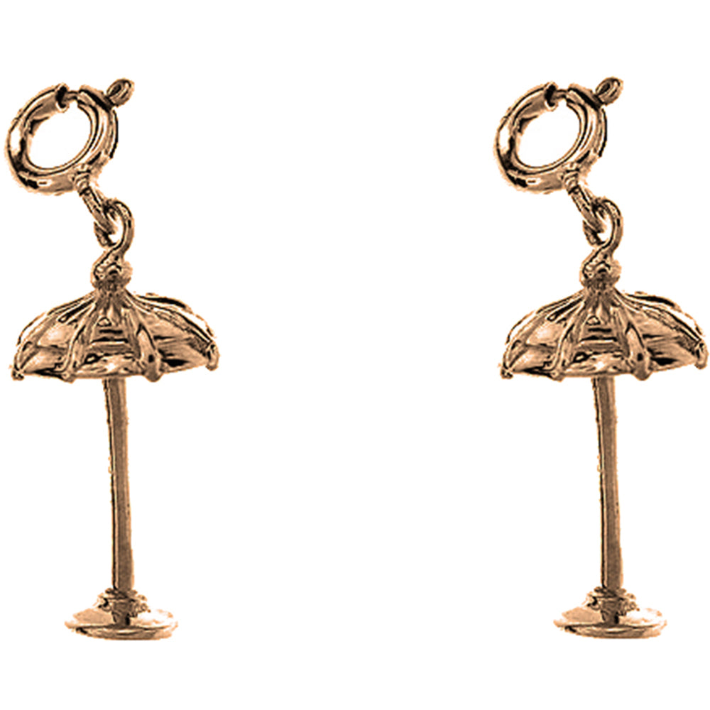 14K or 18K Gold 23mm 3D Umbrella Earrings