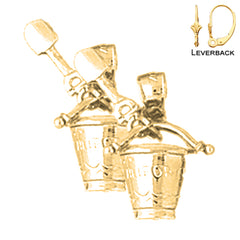 Sterling Silver 19mm California Pail And Shovel Earrings (White or Yellow Gold Plated)