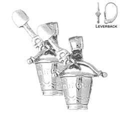 Sterling Silver 19mm California Pail And Shovel Earrings (White or Yellow Gold Plated)