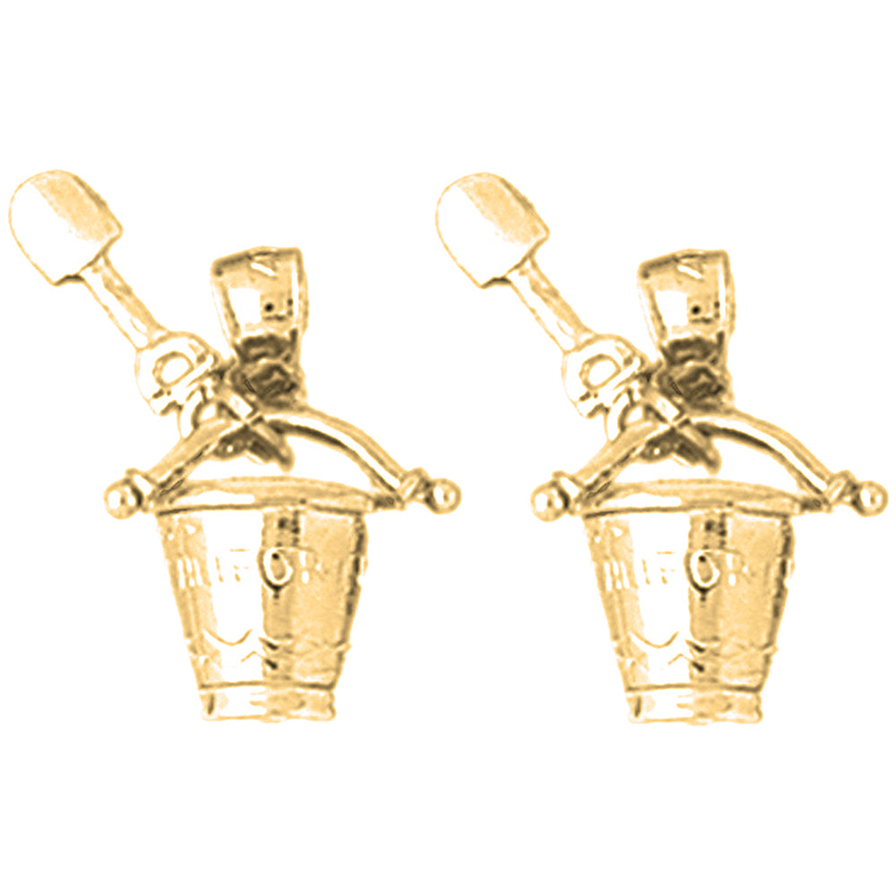 14K or 18K Gold 19mm California Pail And Shovel Earrings
