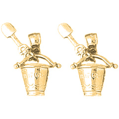 14K or 18K Gold 19mm California Pail And Shovel Earrings