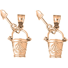 14K or 18K Gold 25mm Pail And Shovel Earrings