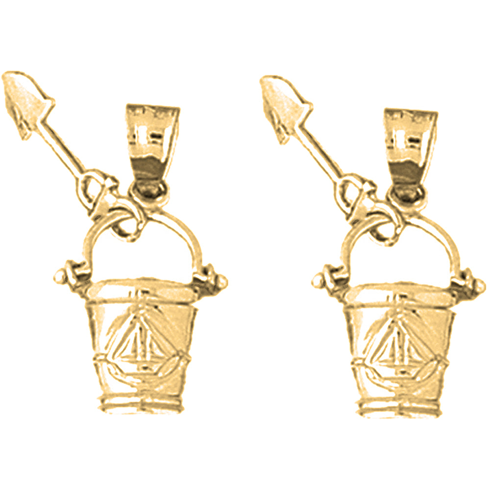 14K or 18K Gold 25mm Pail And Shovel Earrings