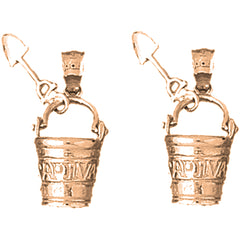 14K or 18K Gold 26mm California Pail And Shovel Earrings