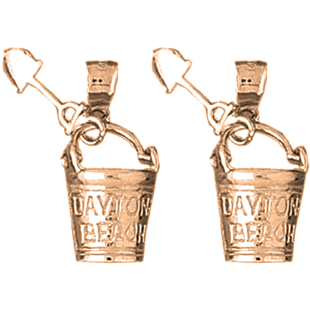 14K or 18K Gold 24mm Daytona Beach Pail And Shovel Earrings