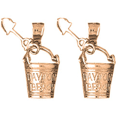 14K or 18K Gold 24mm Daytona Beach Pail And Shovel Earrings