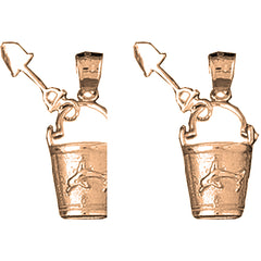 14K or 18K Gold 25mm Pail And Shovel Earrings