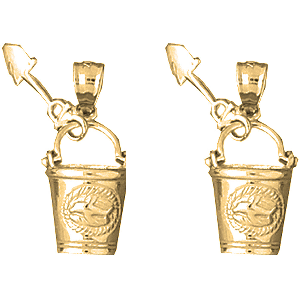 14K or 18K Gold 25mm Pail And Shovel Earrings