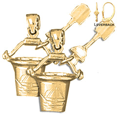 14K or 18K Gold Pail And Shovel Earrings