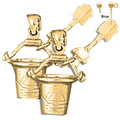 14K or 18K Gold Pail And Shovel Earrings