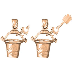14K or 18K Gold 22mm Pail And Shovel Earrings
