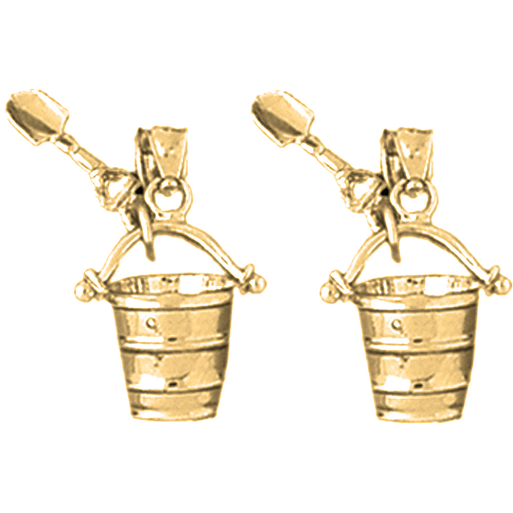 14K or 18K Gold 20mm Pail And Shovel Earrings