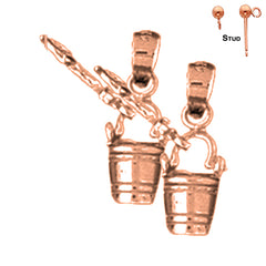 14K or 18K Gold Pail And Shovel Earrings