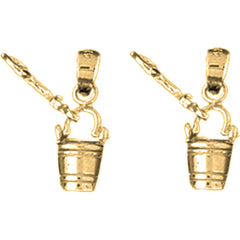 14K or 18K Gold 16mm Pail And Shovel Earrings