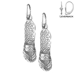 Sterling Silver 20mm Flip Flop Earrings (White or Yellow Gold Plated)