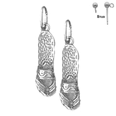 Sterling Silver 20mm Flip Flop Earrings (White or Yellow Gold Plated)