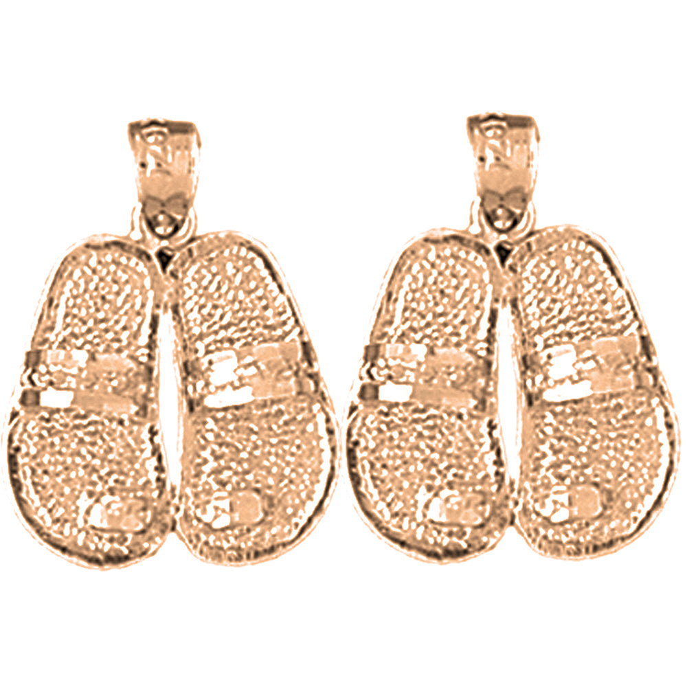 14K or 18K Gold 21mm Flip Flops Earrings