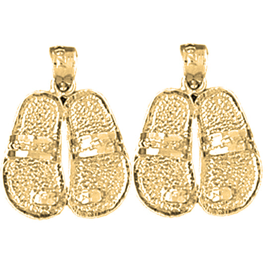 14K or 18K Gold 21mm Flip Flops Earrings