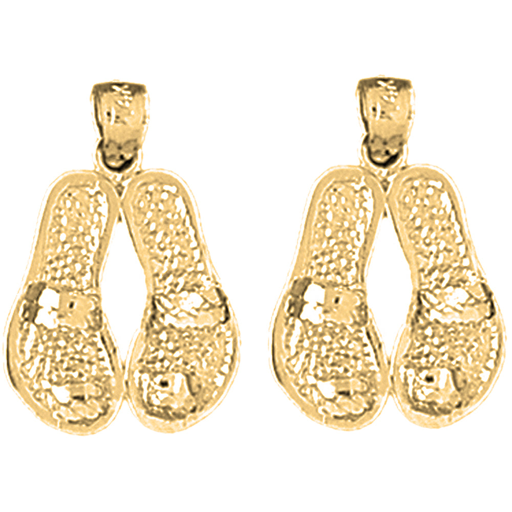 Yellow Gold-plated Silver 22mm Flip Flops Earrings