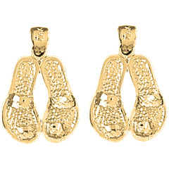 Yellow Gold-plated Silver 22mm Flip Flops Earrings