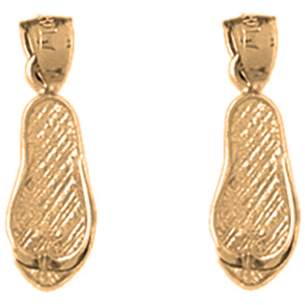 Yellow Gold-plated Silver 20mm Flip Flop Earrings