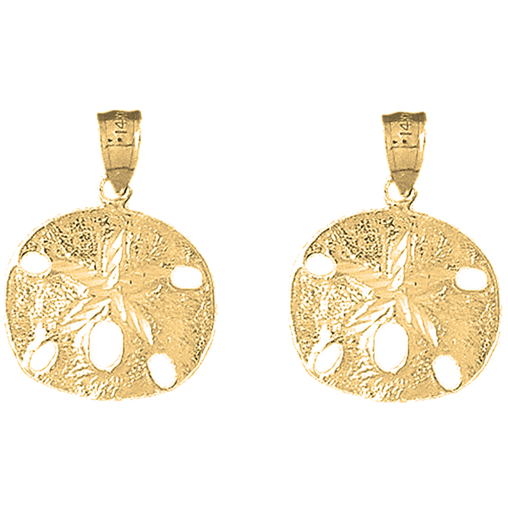 14K or 18K Gold 25mm Sand Dollar Earrings