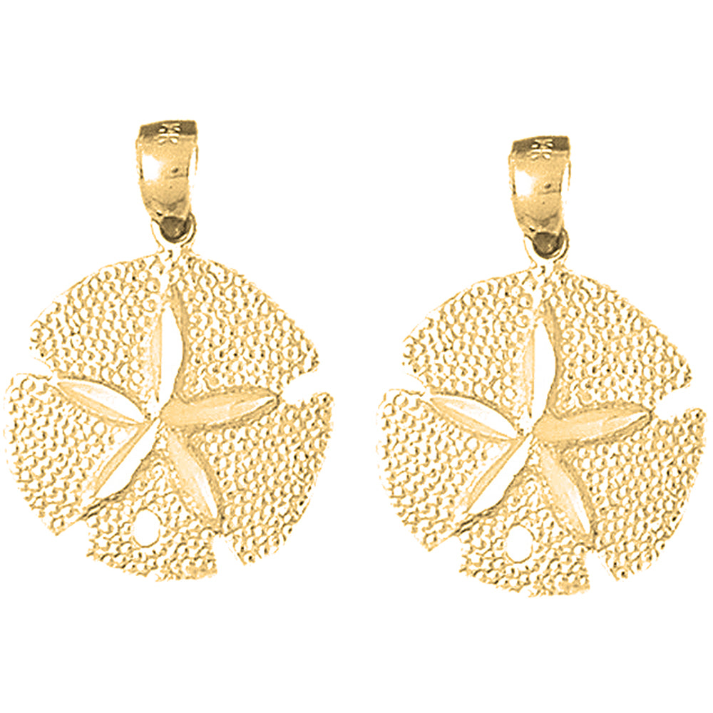 14K or 18K Gold 27mm Sand Dollar Earrings