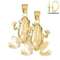 14K oder 18K Gold 38mm Frosch Ohrringe