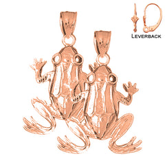 14K oder 18K Gold 38mm Frosch Ohrringe