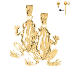 Sterling Silver 38mm Frog Earrings (White or Yellow Gold Plated)
