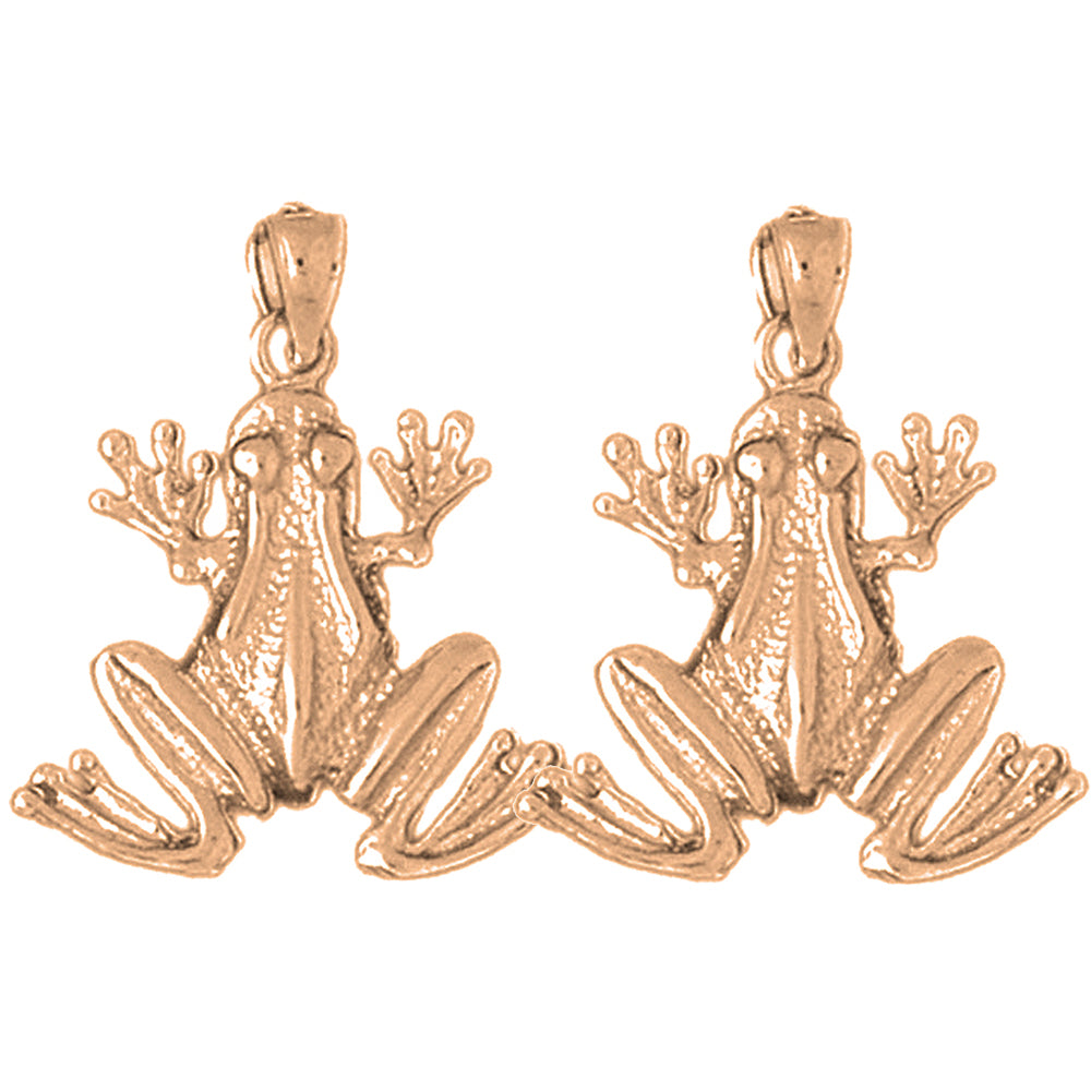 14K or 18K Gold 25mm Frog Earrings