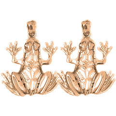 14K or 18K Gold 25mm Frog Earrings
