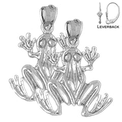 22 mm Frosch-Ohrringe aus Sterlingsilber (weiß- oder gelbvergoldet)