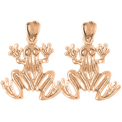 14K or 18K Gold 22mm Frog Earrings
