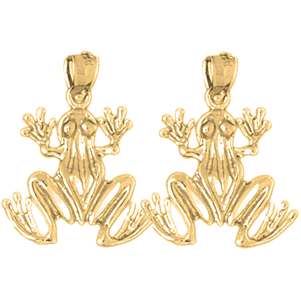 Yellow Gold-plated Silver 22mm Frog Earrings
