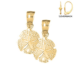 Sterling Silver 24mm Sand Dollar Earrings (White or Yellow Gold Plated)